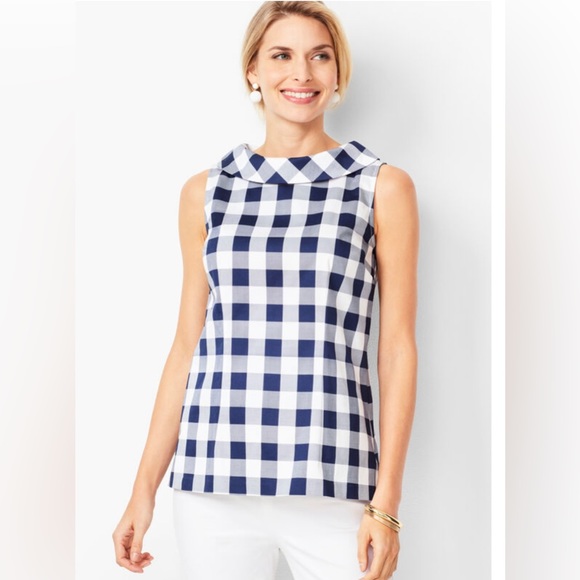 Talbots Other - 🎄 Talbots AUDREY SHELL - Buffalo GINGHAM sleeveless shirt, back buttons.